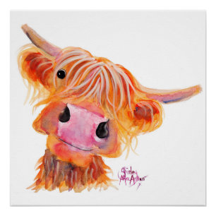 Scottish Highland Cow 'Nessie' Poster Print
