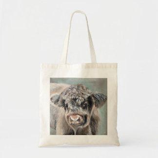 Scottish Highland Cow on Green Tote Bag
