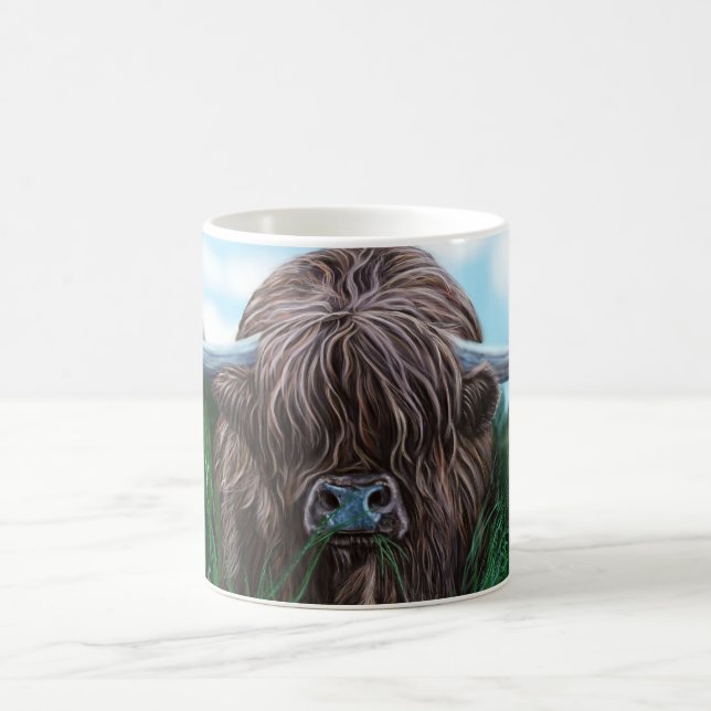 Scottish Highland Cow Painting Coffee Mug (Center)