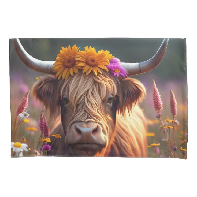 Scottish Highland Cow Pillowcase (Front)