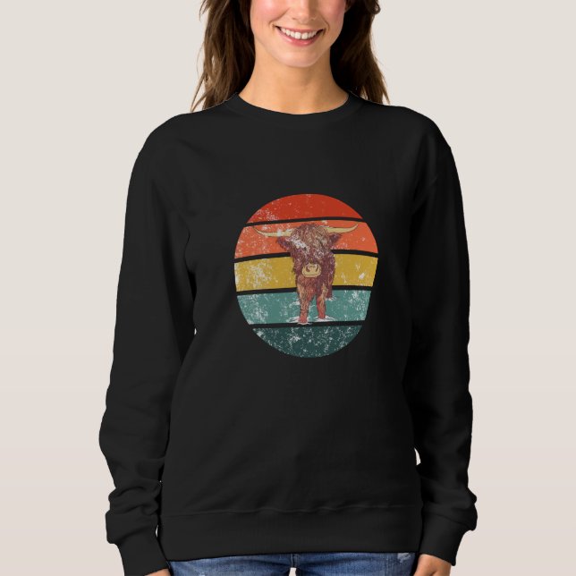 Scottish Highland Cow Retro Sweatshirt (Front)