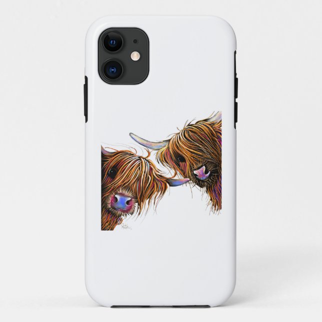Scottish Highland Cow ‘ S&N’ by Shirley MacArthur Case-Mate iPhone Case (Back)