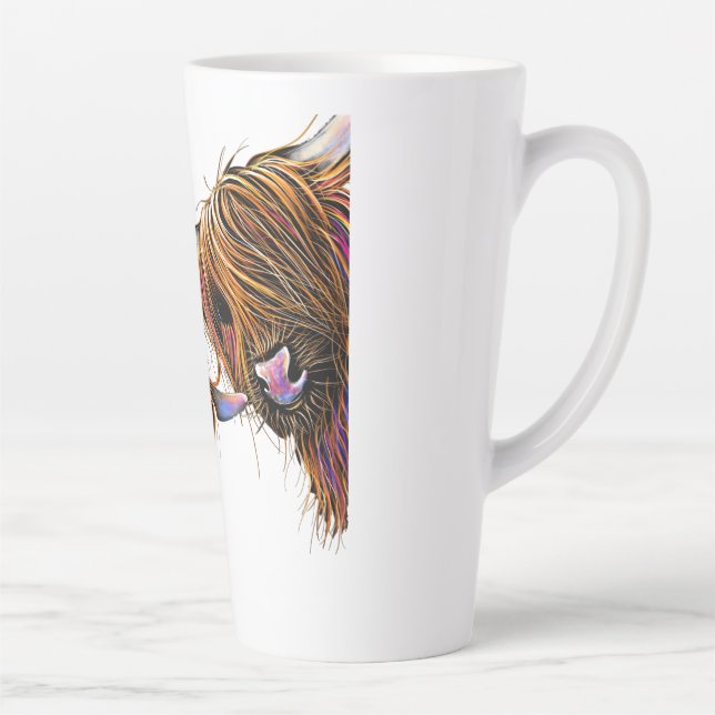Scottish Highland Cow ‘ S&N’ by Shirley MacArthur Latte Mug (Right)