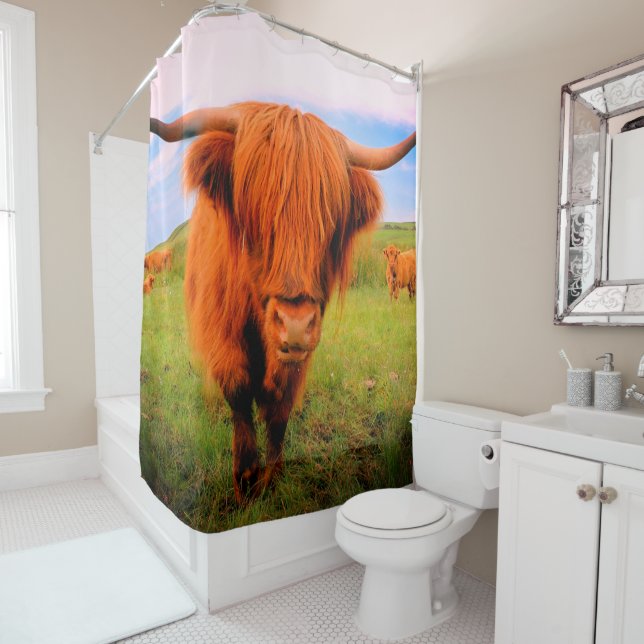 Scottish Highland Cow Shower Curtain (In Situ)