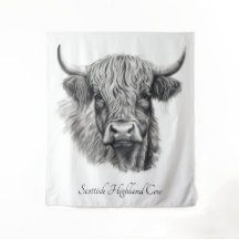 Scottish Highland Cow Sketch customisable