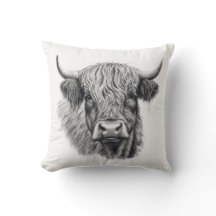 Scottish Highland Cow Sketch Graphic Art 