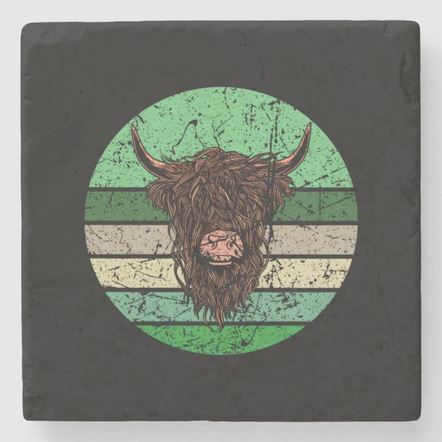 Scottish Highland Cow Stone Coaster (Front)