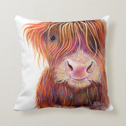 Scottish Highland Cow The Kid 2 By Shirley Mac Cushion