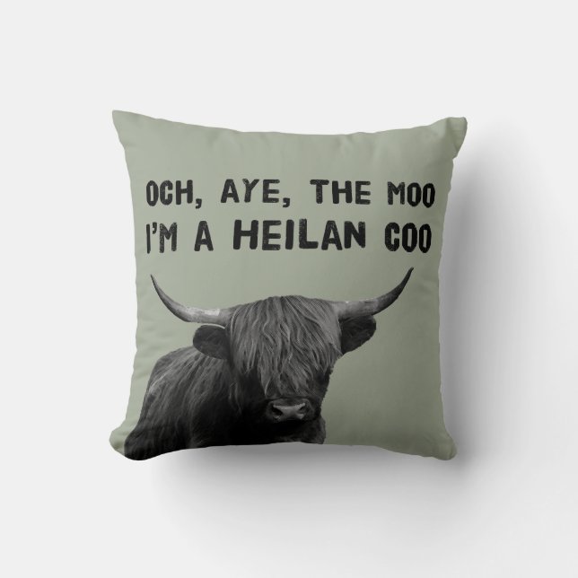 Scottish Highland Cow Throw Pillow (Front)
