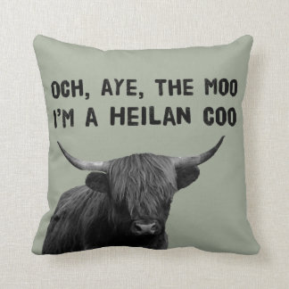 Scottish Highland Cow Throw Pillow