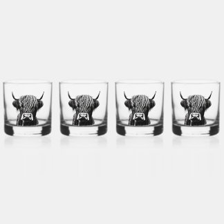 Scottish Highland Cow Whiskey Glasses