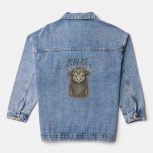 ⛰️ Scottish Highland Cow:Wild Heart, Gentle Soul Denim Jacket
