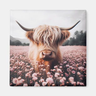 Scottish Highland Cow Wildflower Field Magnet