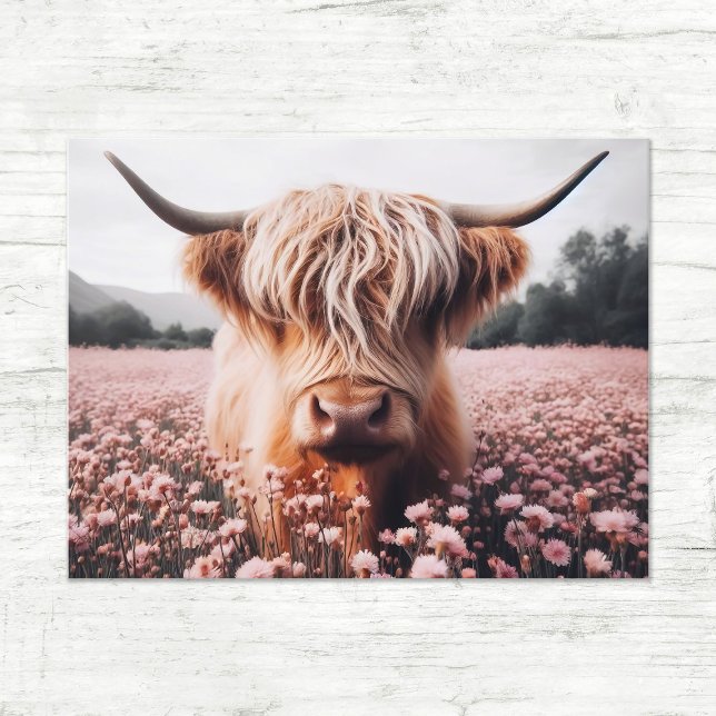 Scottish Highland Cow Wildflower Field Postcard (Creator Uploaded)