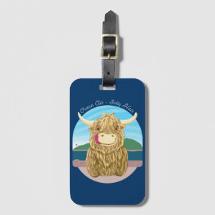 Scottish Highland Cow With Ocean Salty Hair Luggage Tag