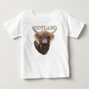 Scottish Highland Cow With Scotland Slogan Baby T-Shirt