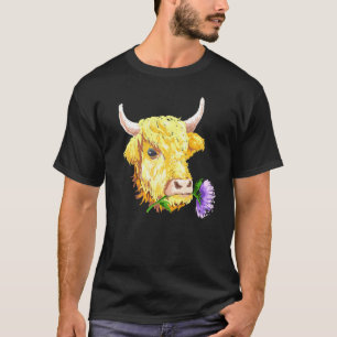 Scottish Highland Cows Highland Cow Flower T-Shirt