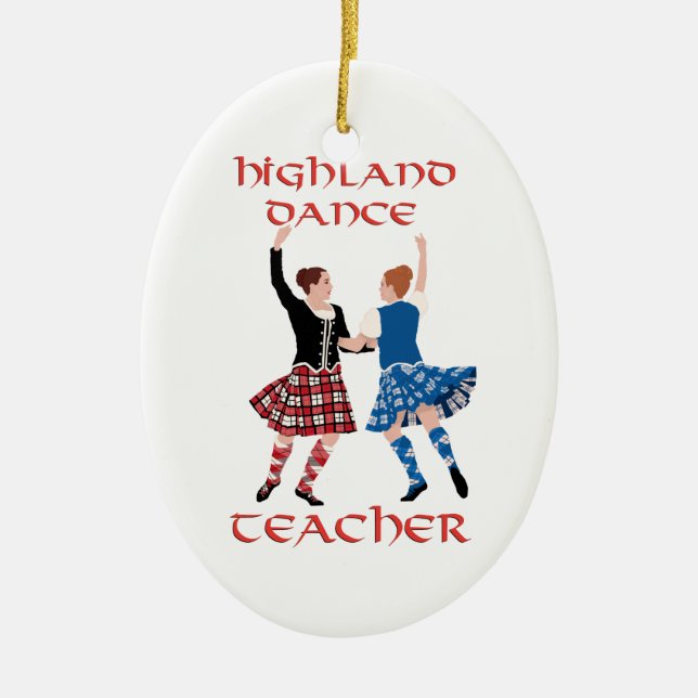 Scottish Highland Dance Teacher Ceramic Tree Decoration (Front)