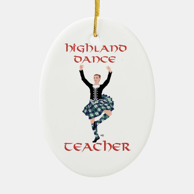 Scottish Highland Dance Teacher Ceramic Tree Decoration (Front)