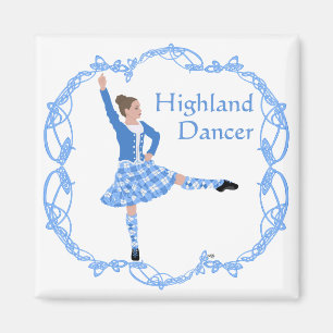 Scottish Highland Dancer Celtic Knotwork Blue Magnet
