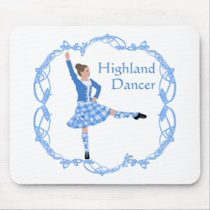 Scottish Highland Dancer Celtic Knotwork Blue Mouse Mat
