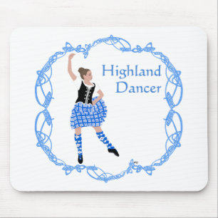 Scottish Highland Dancer Celtic Knotwork Blue Mouse Mat