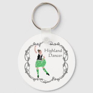 Scottish Highland Dancer Celtic Knotwork Green Key Ring