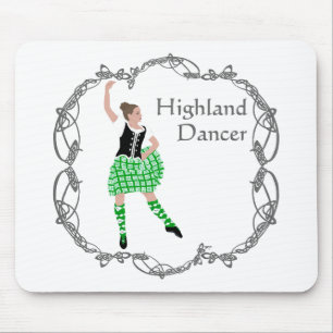 Scottish Highland Dancer Celtic Knotwork Green Mouse Mat