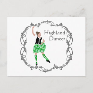 Scottish Highland Dancer Celtic Knotwork Green Postcard