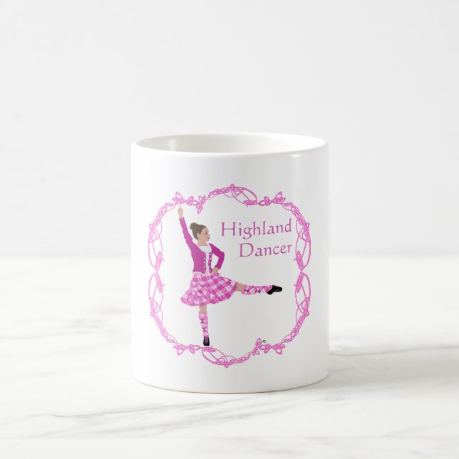 Scottish Highland Dancer Celtic Knotwork Pink Coffee Mug (Center)