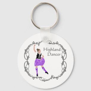 Scottish Highland Dancer Celtic Knotwork Purple Key Ring