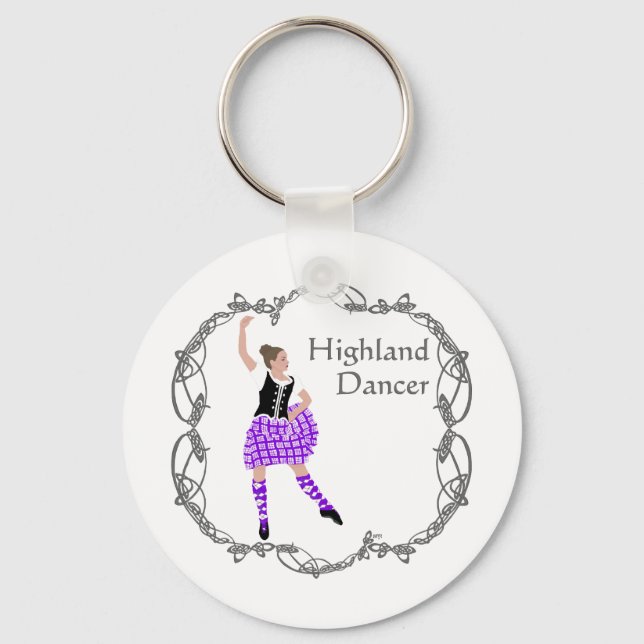 Scottish Highland Dancer Celtic Knotwork Purple Key Ring (Front)