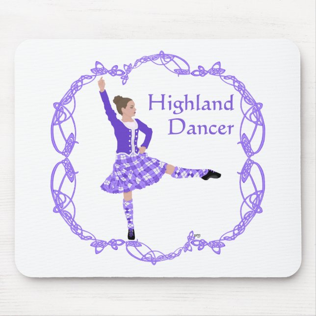 Scottish Highland Dancer Celtic Knotwork Purple Mouse Mat (Front)