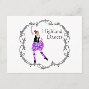 Scottish Highland Dancer Celtic Knotwork Purple Postcard