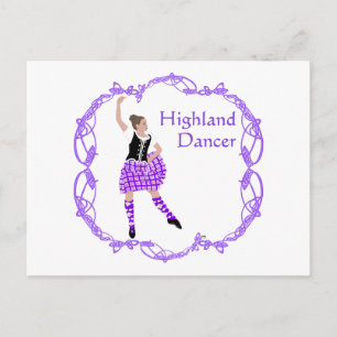 Scottish Highland Dancer Celtic Knotwork Purple Postcard