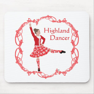 Scottish Highland Dancer Celtic Knotwork Red Mouse Mat