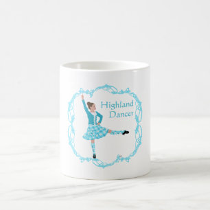 Scottish Highland Dancer Celtic Knotwork Turquoise Coffee Mug