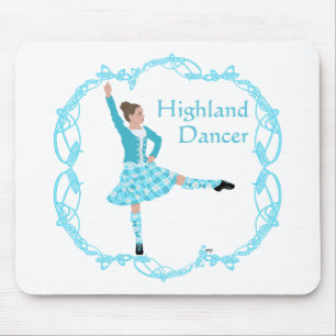 Scottish Highland Dancer Celtic Knotwork Turquoise Mouse Mat