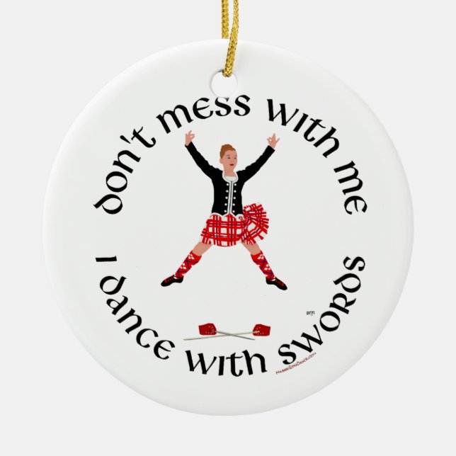 Scottish Highland Dancer Ceramic Tree Decoration (Front)