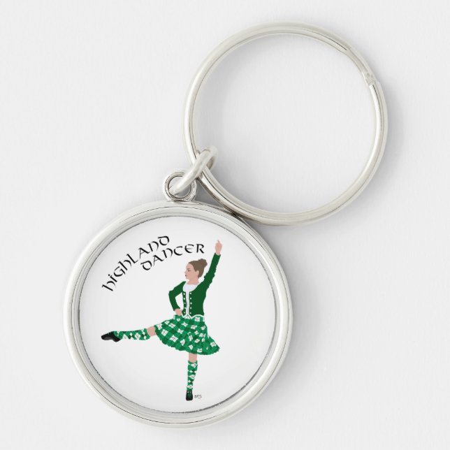 Scottish Highland Dancer - Green Key Ring (Front)
