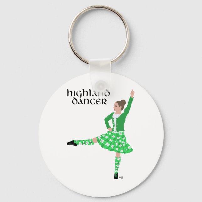 Scottish Highland Dancer Green Key Ring (Front)