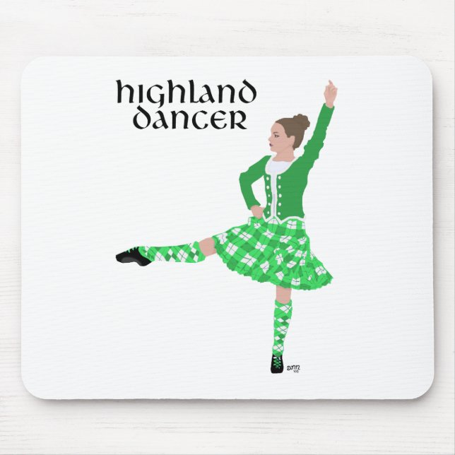 Scottish Highland Dancer Green Mouse Mat (Front)