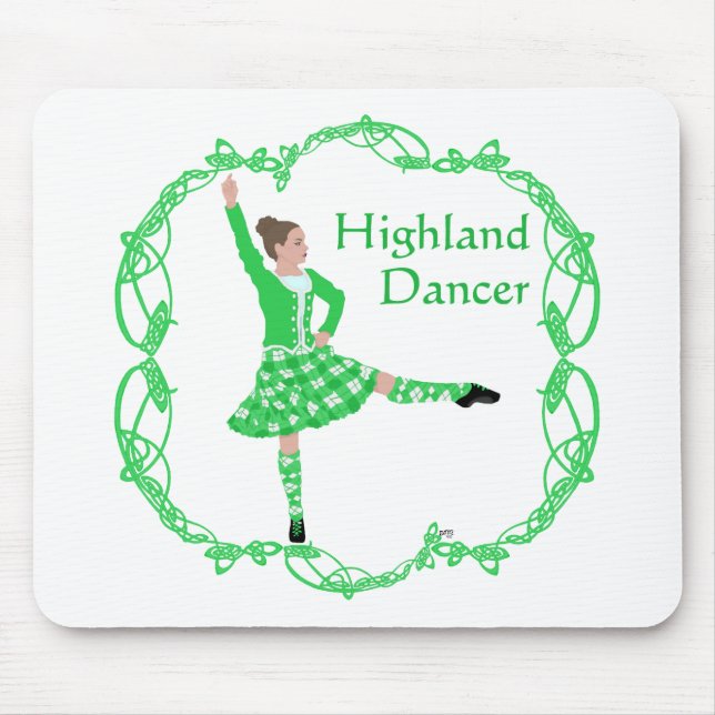 Scottish Highland Dancer - Green Mouse Mat (Front)