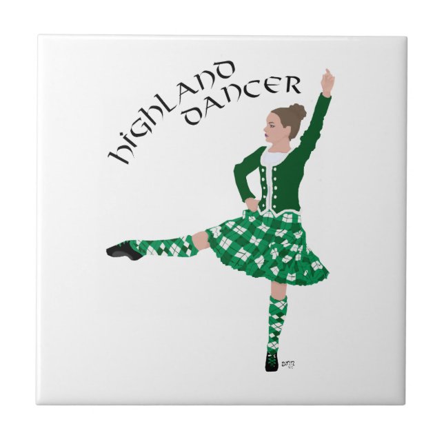Scottish Highland Dancer - Green Tile (Front)