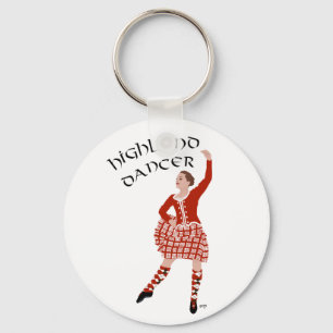 Scottish Highland Dancer in Red Key Ring