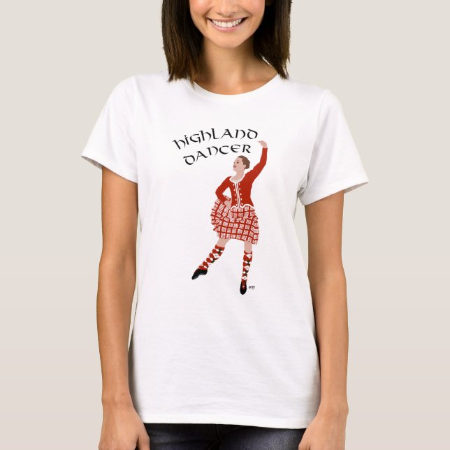 Scottish Highland Dancer in Red T-Shirt (Front)