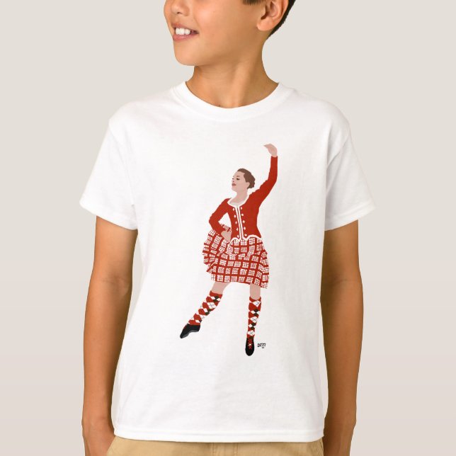 Scottish Highland Dancer in Red T-Shirt (Front)