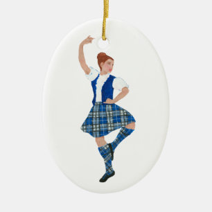 Scottish Highland Dancer - Nevil Plaid Ceramic Tree Decoration