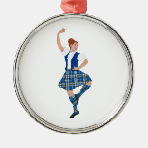 Scottish Highland Dancer - Nevil Plaid Metal Tree Decoration