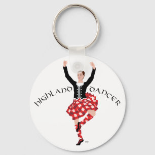 Scottish Highland Dancer Red and Black Key Ring